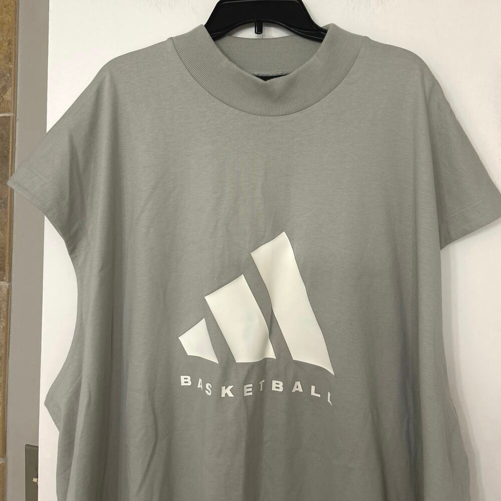 Adidas Basketball One Gray Oversized Sleeveless T Shirt Cotton Size 2X - Picture 6 of 16